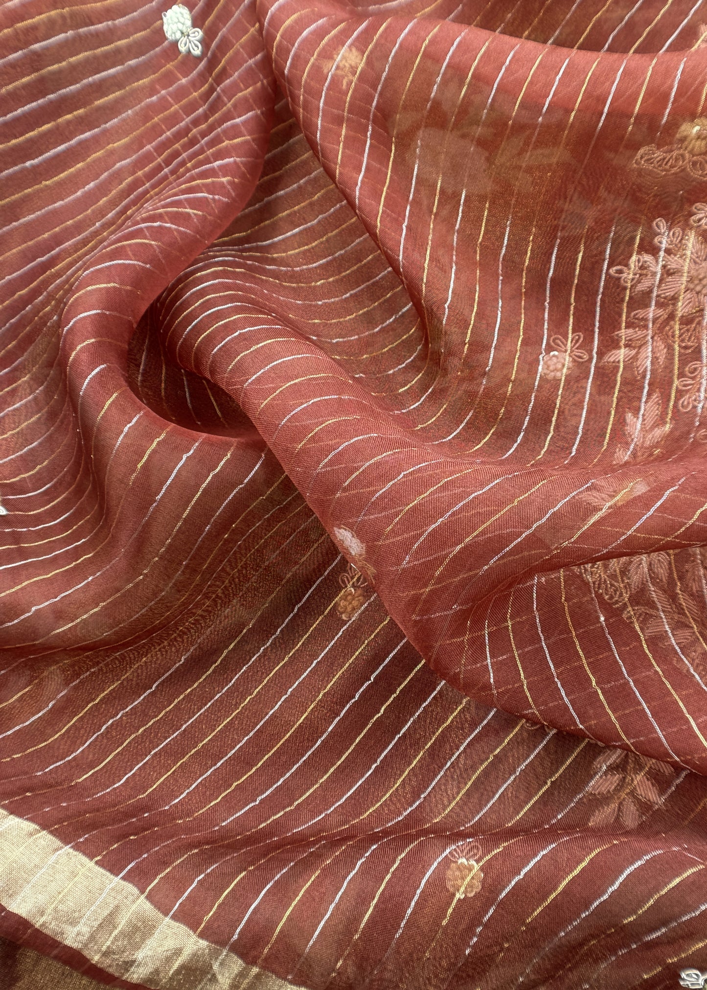 Kalasheel Luxe Brown Pure Organza Suit With Zardosi And Dabka Handwork