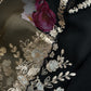Black Pure Kora Silk Suit Fabric With Brush Print And Pitta Handwork