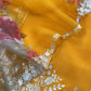 Mustard And Wine Pure Kora Silk Suit Fabric With Brush Print And Pitta Handwork