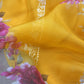 Mustard And Wine Pure Kora Silk Suit Fabric With Brush Print And Pitta Handwork