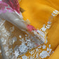 Mustard And Wine Pure Kora Silk Suit Fabric With Brush Print And Pitta Handwork