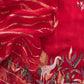 Red Handloom Organza Silk Suit Fabric With Flamingos Kantha Handwork