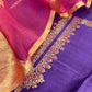Purple Handloom Silk Kurta And Kora Silk Dupatta With Kadwa Weaving