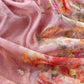Pink Pure Crushed Tissue Kurta And Brush-Print Dupatta With Handwork