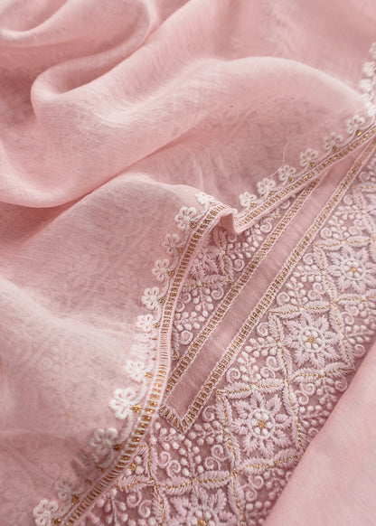 Summer wear mulmul unstitched suit with dupatta

