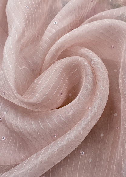 Baby Pink Tissue Silk Kurta And Kora Silk Dupatta With Handwork