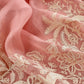 Kalasheel Luxe Peach Handloom Organza Suit With Garden French Embroidery