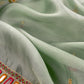 Soft Seagreen Handloom Kora Silk Suit With Mirrors And Kantha Handwork