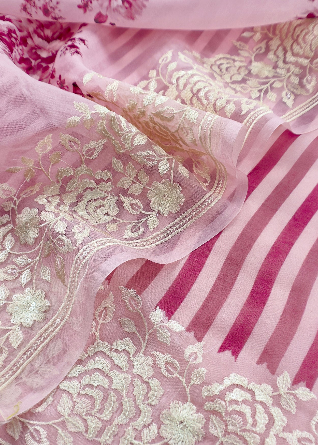 Premium quality kora silk unstitched suit with dupatta

