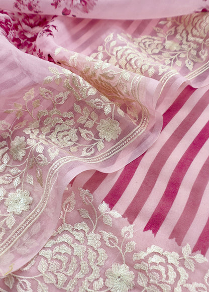 Premium quality kora silk unstitched suit with dupatta

