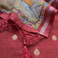 Pure Unstitched Handloom Banarasi Chanderi Suit Brushprint Dupatta