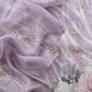 Lavender Brush Print Tissue Silk Kurta And Kora Silk Dupatta With Handwork