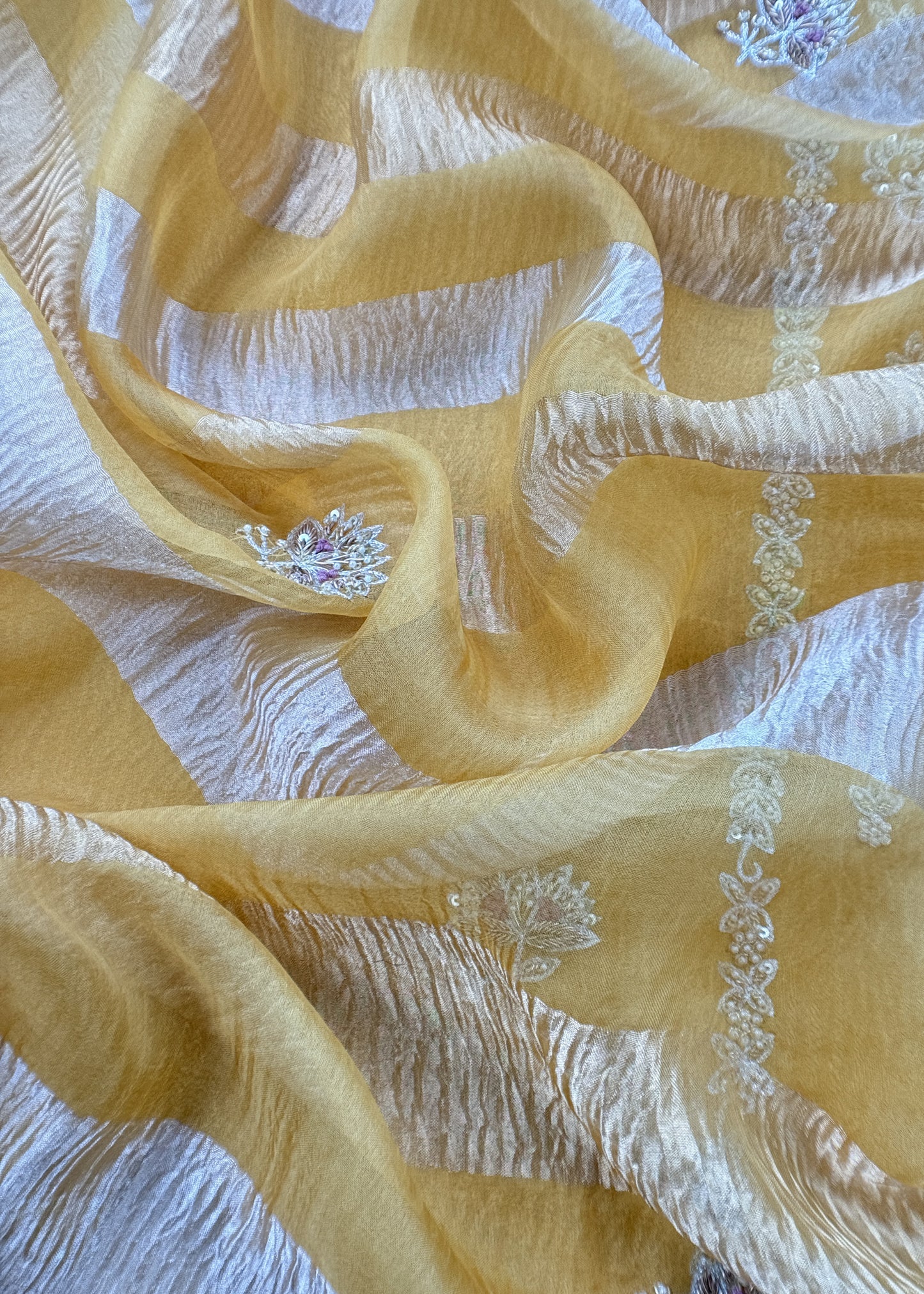 Yellow Presenting Our Stunningly Beautiful Crushed Tissue Silk Suit Set From विवाह Collection By Kalasheel