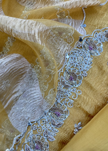 Yellow Presenting Our Stunningly Beautiful Crushed Tissue Silk Suit Set From विवाह Collection By Kalasheel