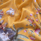 Pure Unstitched Handloom Banarasi Chanderi Suit Brushprint Dupatta