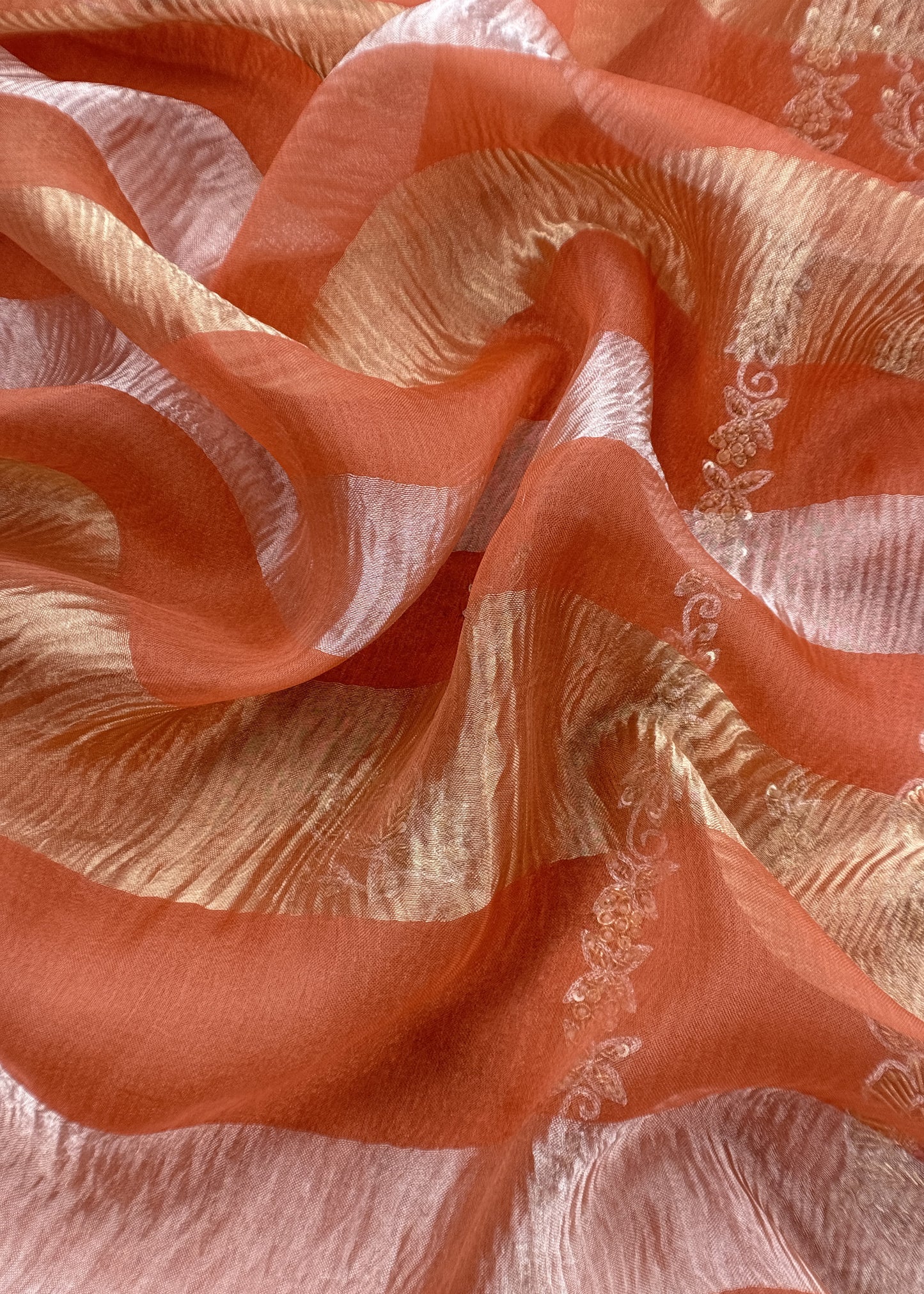 Orange Presenting Our Stunningly Beautiful Crushed Tissue Silk Suit Set From विवाह Collection By Kalasheel