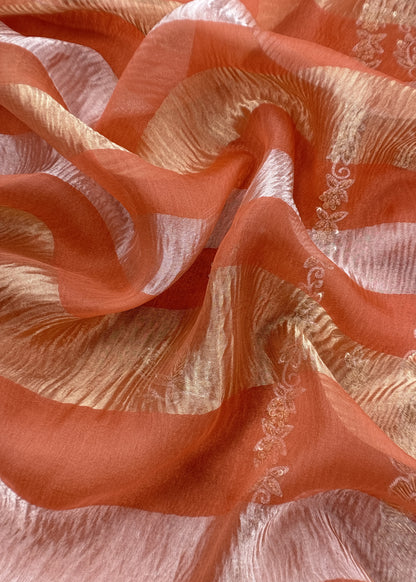 Orange Presenting Our Stunningly Beautiful Crushed Tissue Silk Suit Set From विवाह Collection By Kalasheel