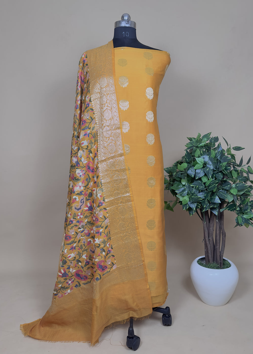 Yellow Banarasi Festive Suit