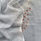 Steel Blue Kota Doria Dupatta Suit With Pitta Work