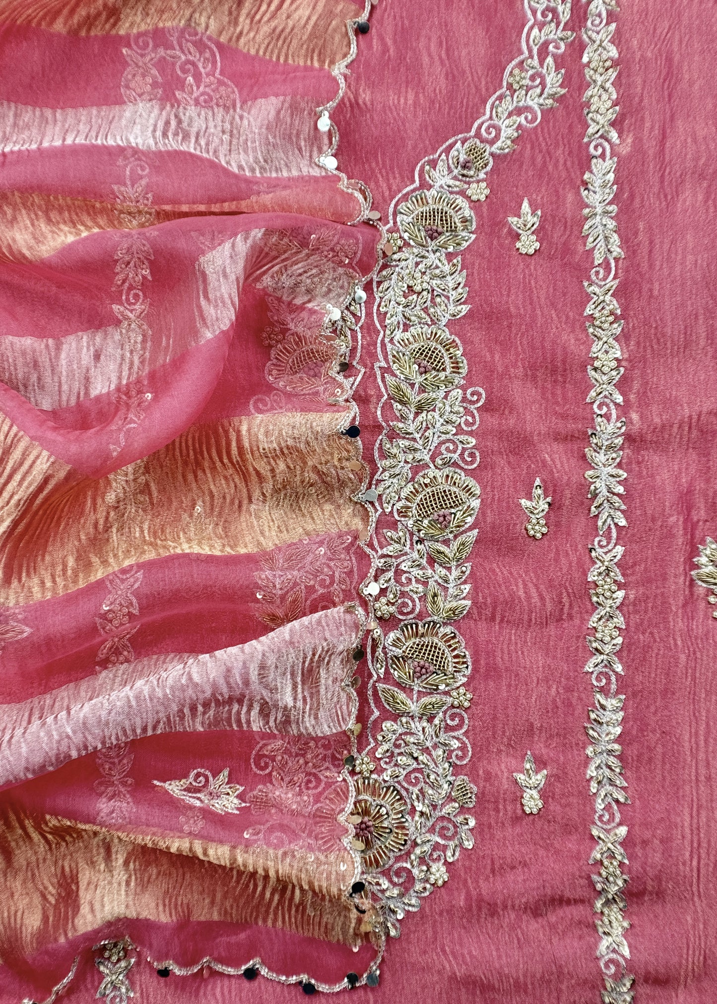 Pink Presenting Our Stunningly Beautiful Crushed Tissue Silk Suit Set From विवाह Collection By Kalasheel
