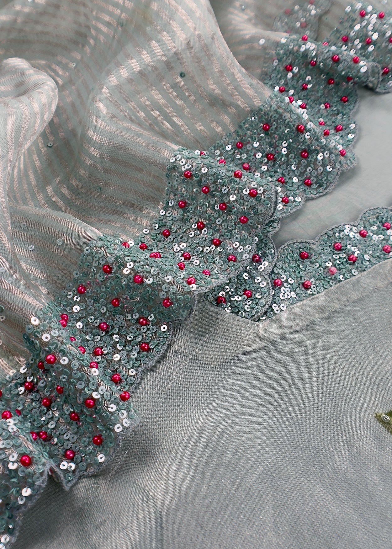 Festive wear silk suit with tissue silk dupatta

