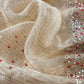 Beige Pastel Unstitched Dupatta-Suit In Handloom Tissue-Silk With Pearl And Sequins