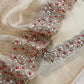 Beige Pastel Unstitched Dupatta-Suit In Handloom Tissue-Silk With Pearl And Sequins