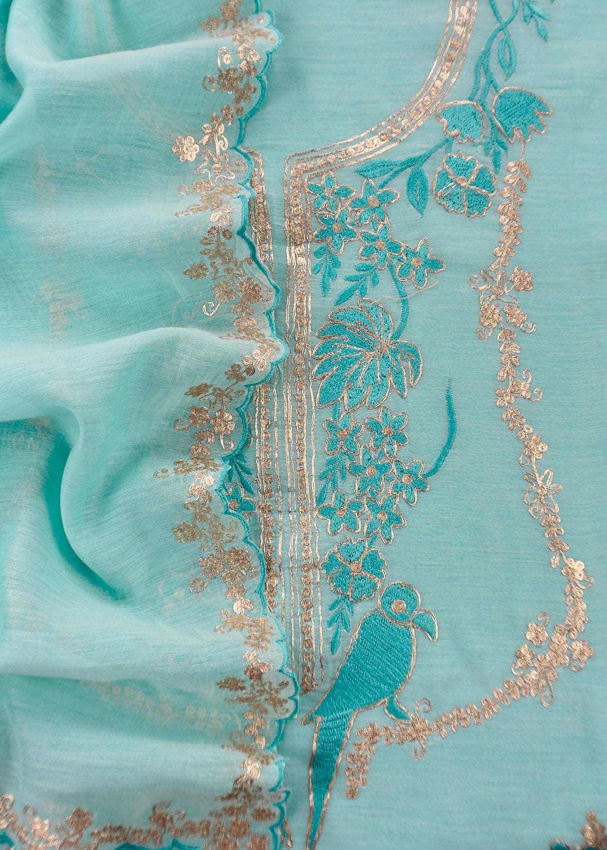 Pure mul unstitched suit with pitta handwork

