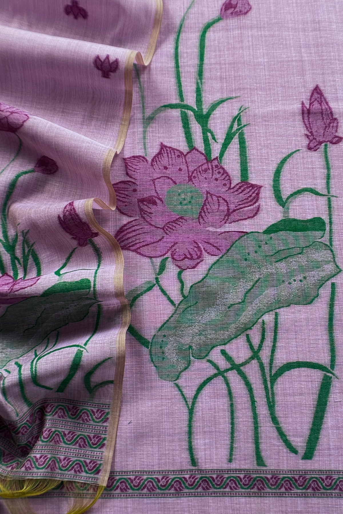 linen chanderi suit with jamdani weaving

