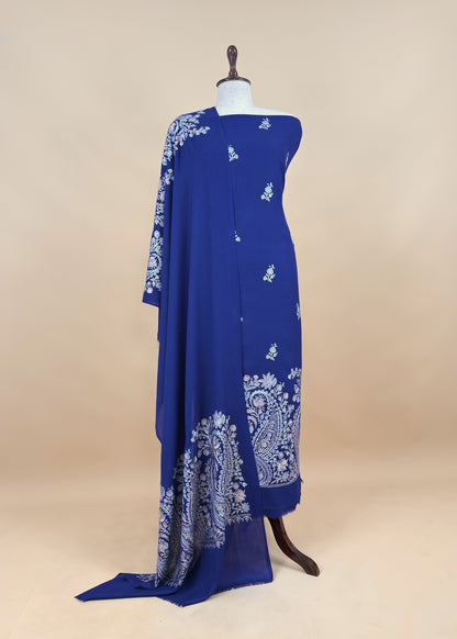Black Unstitched Woolen Suit With Aari Embroidery Work
