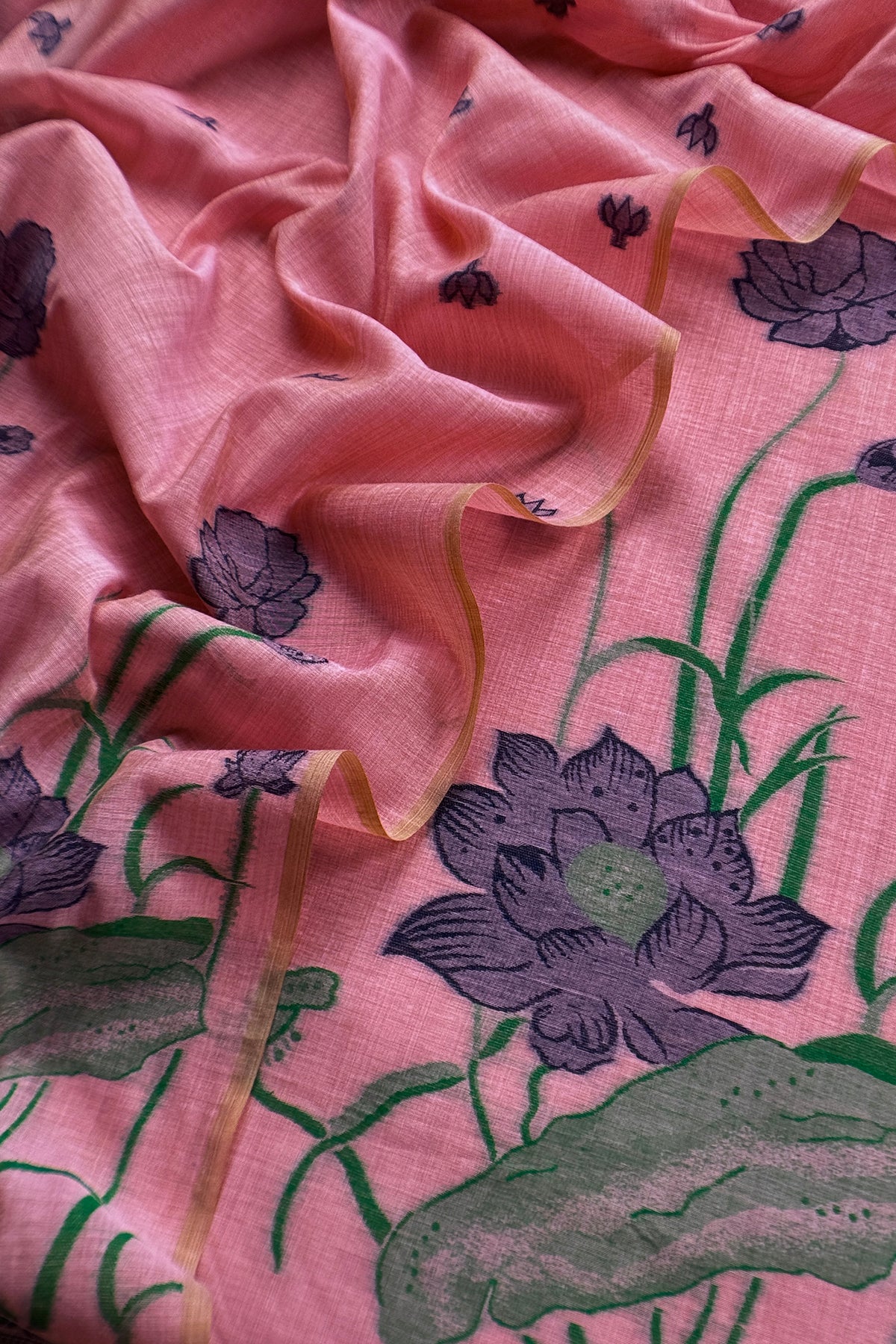 linen chanderi suit with jamdani weaving

