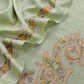 Pastel Green Pure Merino Wool With Beautiful Aari Embroidery
