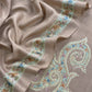 Beige Pure Merino Wool With Beautiful Aari Embroidery
