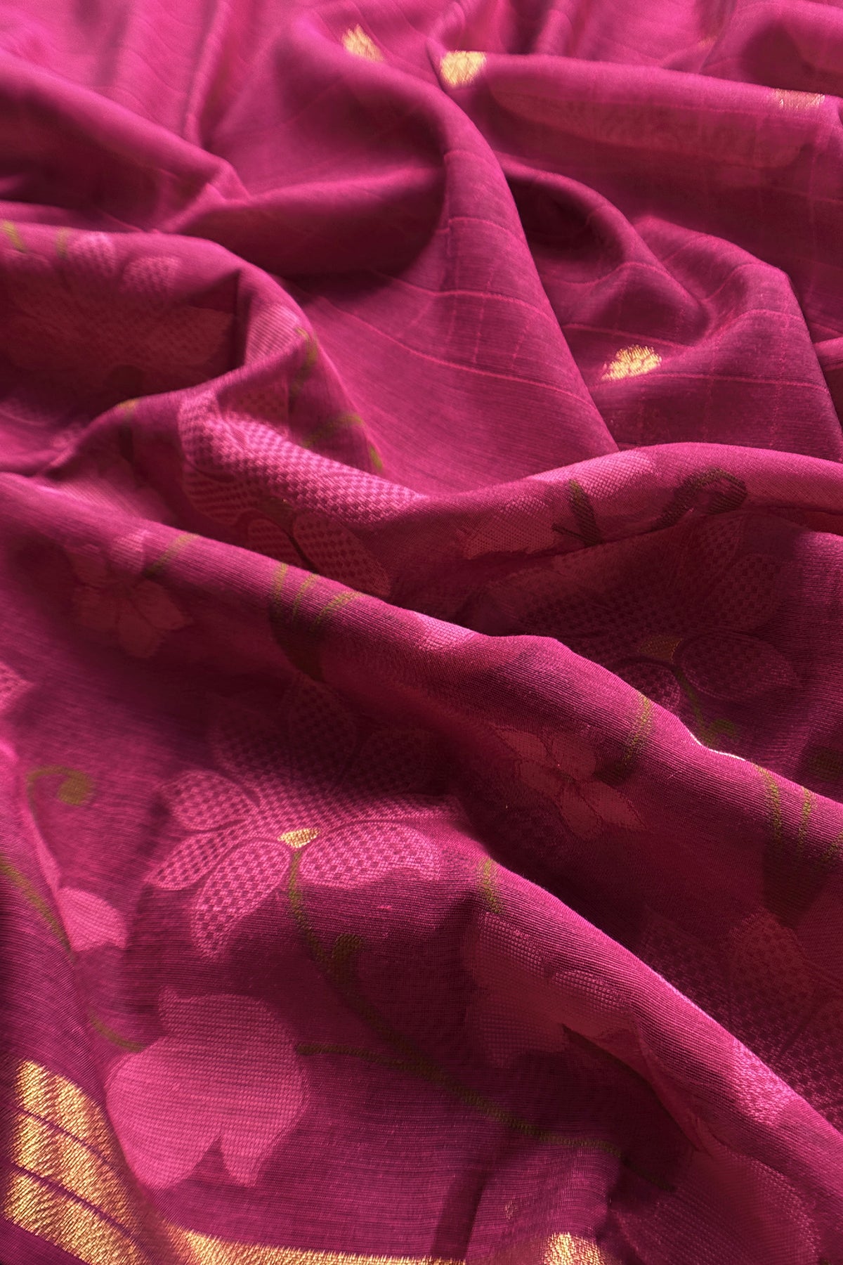 Pink Chanderi Linen Suit With Jamdani Weaving