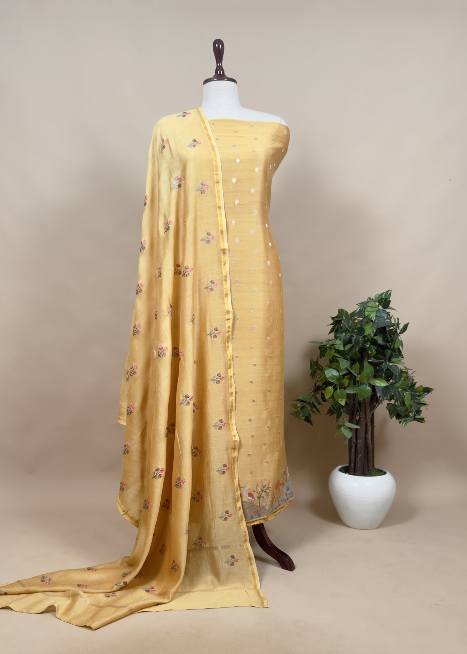 Traditional indian wedding wear chanderi suit

