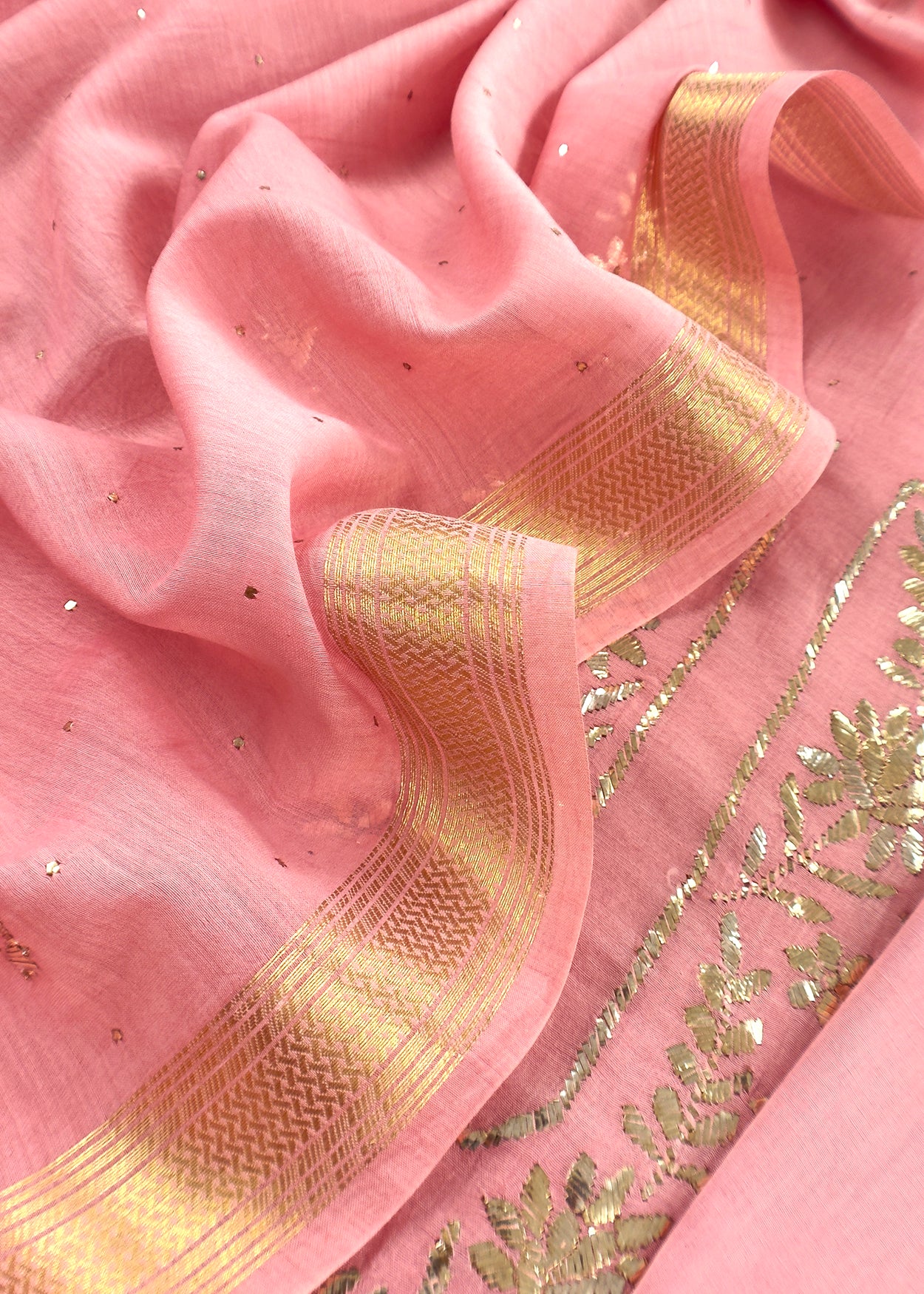 Mul cotton suit with mukaish handwork


