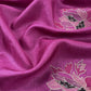 Purple Handloom Desi Tussar Suit Fabric With Applique Work And Embroidery