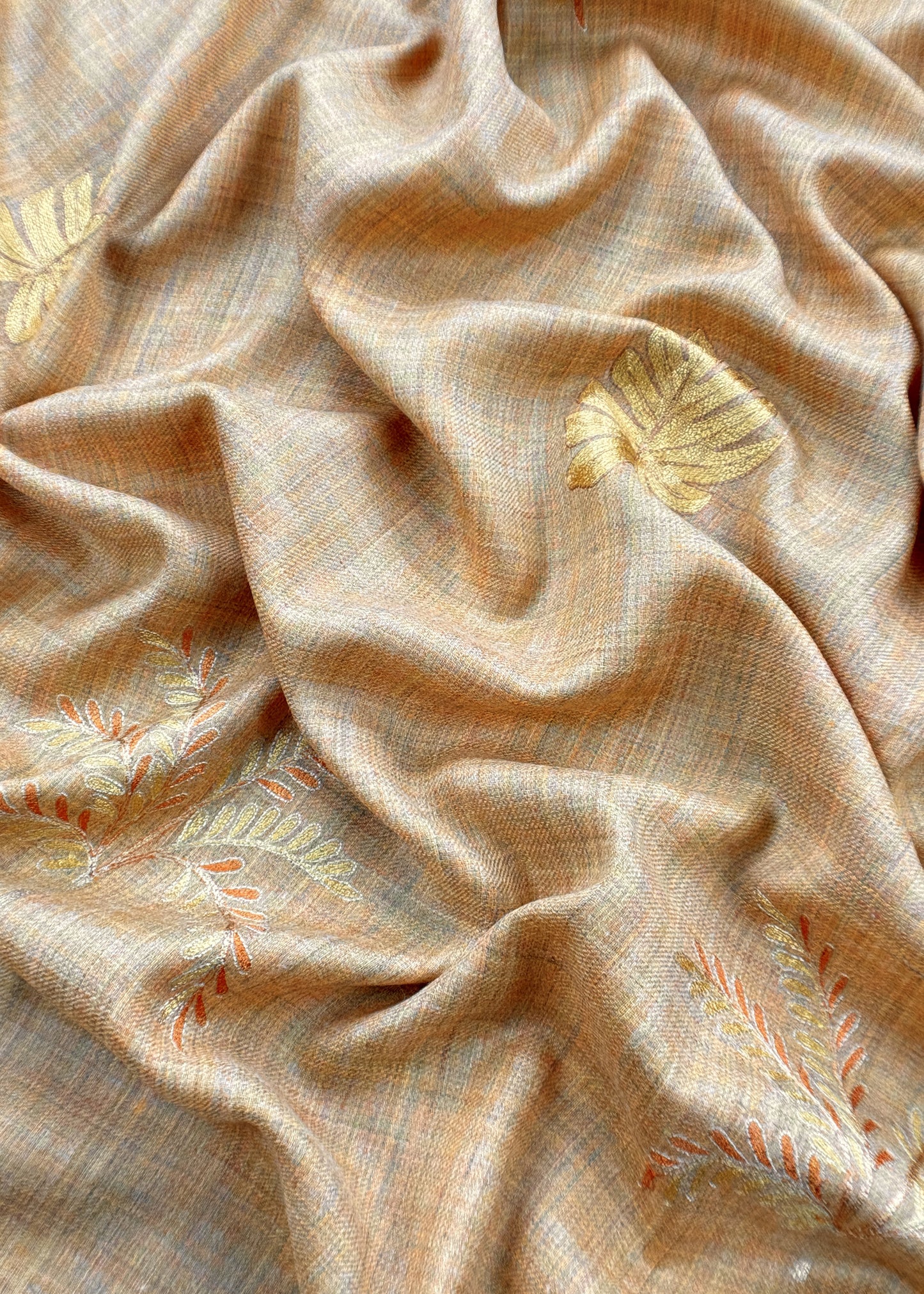 Dark Beige Unstitched Woolen Suit With Aari Embroidery Work