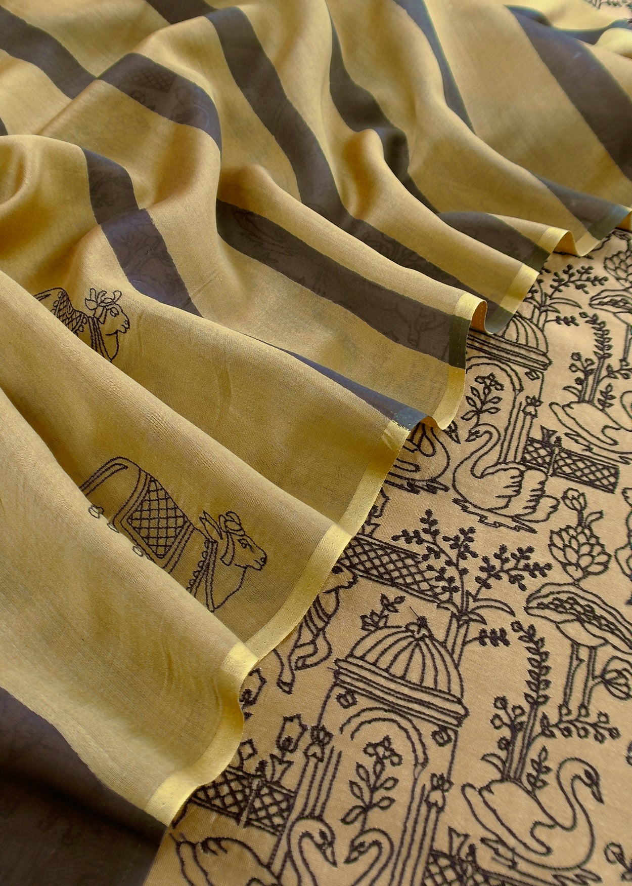 Banarasi chanderi unstitched suit with dupatta


