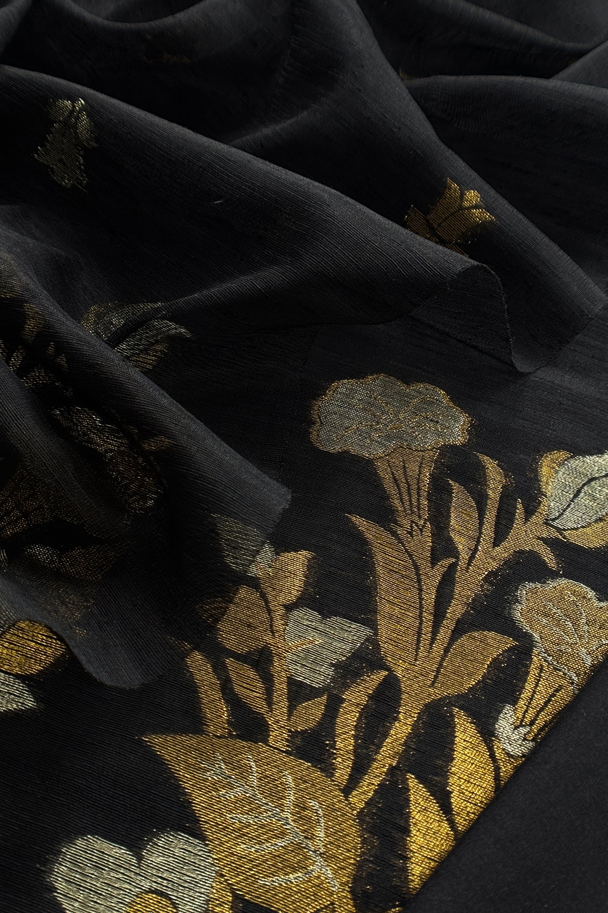Black Linen Chanderi Suit With Sonarupa Zari Weaving
