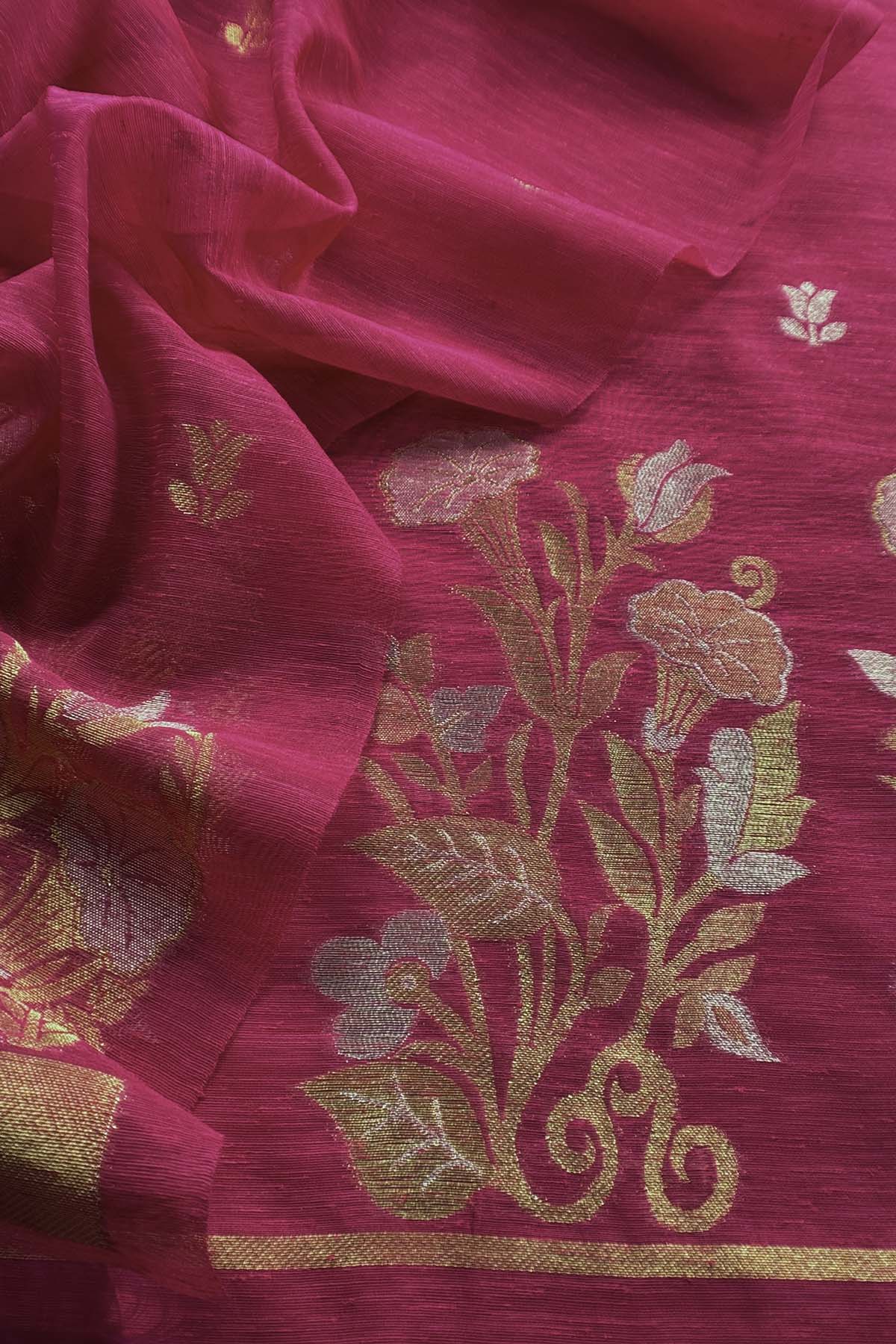 linen chanderi suit with jamdani weaving

