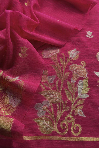 linen chanderi suit with jamdani weaving

