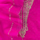 Vibrant Pink Kora Silk Suit Fabric With Dori And Dabka Hand Work