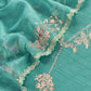 Tiffany Blue Mul Chanderi Unstitched Suit With Pitta Work