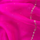 Vibrant Pink Kora Silk Suit Fabric With Dori And Dabka Hand Work