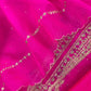 Vibrant Pink Kora Silk Suit Fabric With Dori And Dabka Hand Work