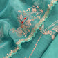 Tiffany Blue Mul Chanderi Unstitched Suit With Pitta Work
