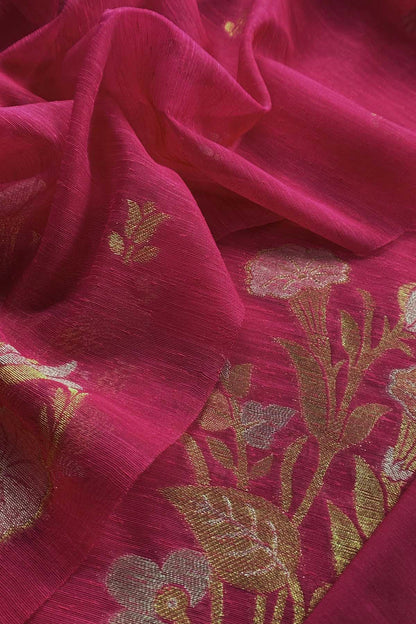 Pink Linen Chanderi Suit With Sonarupa Zari Weaving