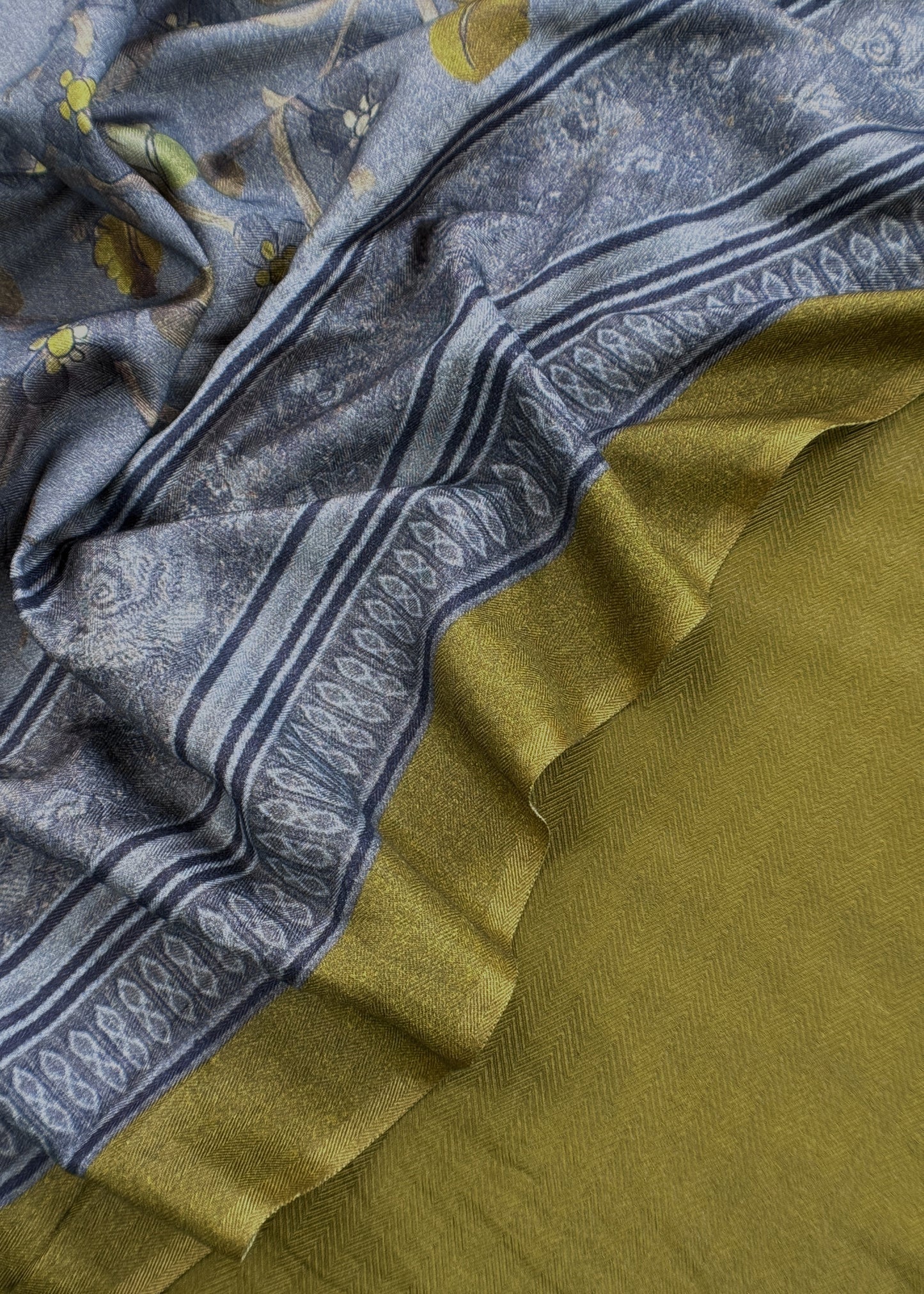 Mehndi Green Pashmina Suit With Digital Print Dupatta