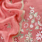 Peach Pure Mul Cotton Suit With Flower Embroidery